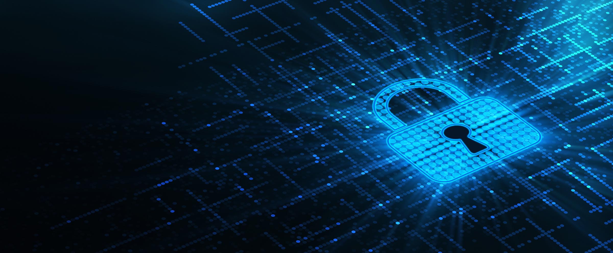 A cyber security padlock visual representing the specialist controls layered over ordinary business technology.