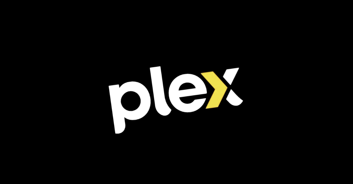 The Plex logo in white and yellow on a black background